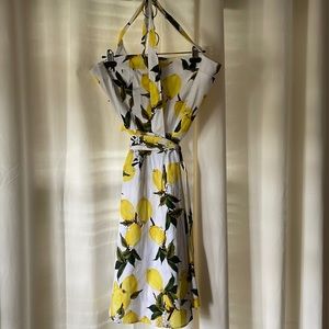 Lemon Sweetheart Halter Sundress